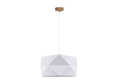 Finja Suspension 1xE27 Max.60W Chêne Huilé/Câble Blanc/Tissu Blanc