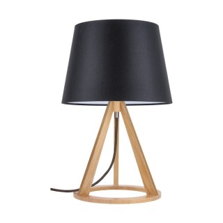 Konan Lampe de Table 1xE27 Max.25W Chêne Huilé/Câble Anthracite/Tissu Noir