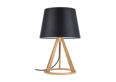 Konan Lampe de Table 1xE27 Max.25W Chêne Huilé/Câble Anthracite/Tissu Noir
