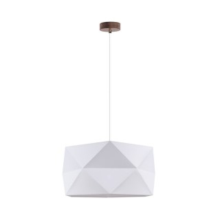 Finja Suspension 1xE27 Max.60W Bois de Hêtre couleur Noyer/Câble Blanc/Tissu Blanc
