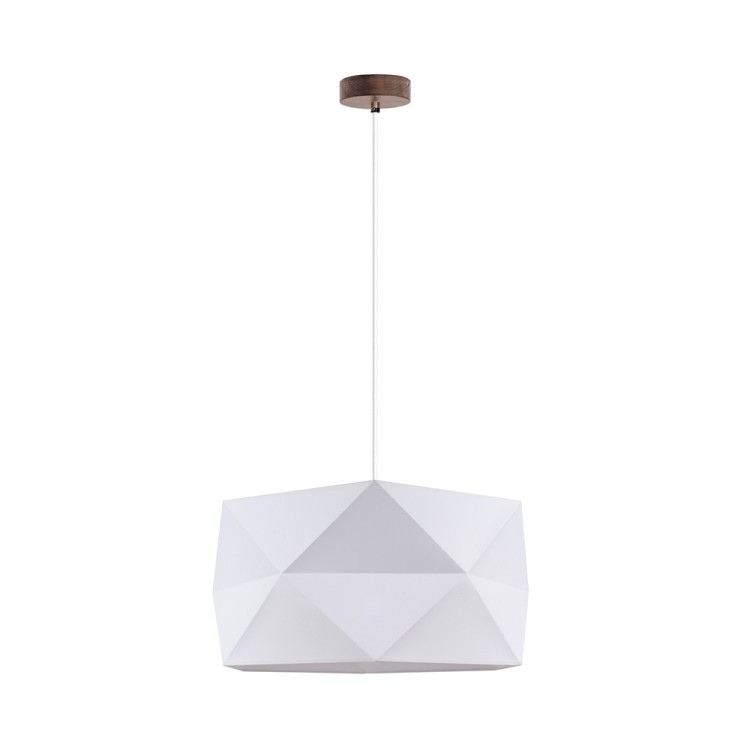 Finja Suspension 1xE27 Max.60W Bois de Hêtre couleur Noyer/Câble Blanc/Tissu Blanc Finja Suspension 1xE27 Max.60W Bois de Hêtre couleur Noyer/Câble Blanc/Tissu Blanc