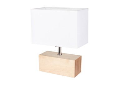 Theo Lampe de Table 1xE27 Max.25W Bois de Bouleau/Câble Noir/Tissu Blanc