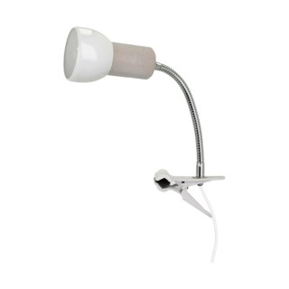 Svenda Lampe à Clips Flex 1xE27 Max.60W Chêne Blanchi/Câble Blanc/Métal Blanc
