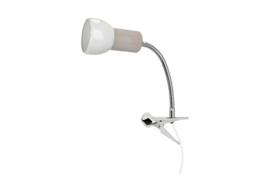 Svenda Lampe à Clips Flex 1xE27 Max.60W Chêne Blanchi/Câble Blanc/Métal Blanc