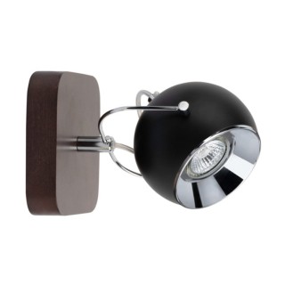 Ball Wood Applique Incl.1xLED GU10 5W Bois de Hêtre couleur Noyer/Métal Noir-Chromé