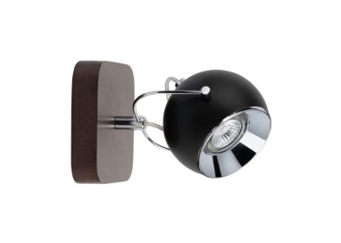 Ball Wood Applique Incl.1xLED GU10 5W Bois de Hêtre couleur Noyer/Métal Noir-Chromé