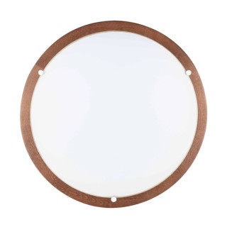 Frida Plafonnier 1xLED Intégrée 18W Bois de Hêtre couleur Noyer/Verre Blanc