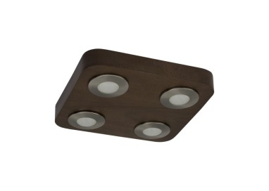 Sunniva Plafonnier Incl.4xLED 5W Bois de Hêtre couleur Noyer/Métal Satiné
