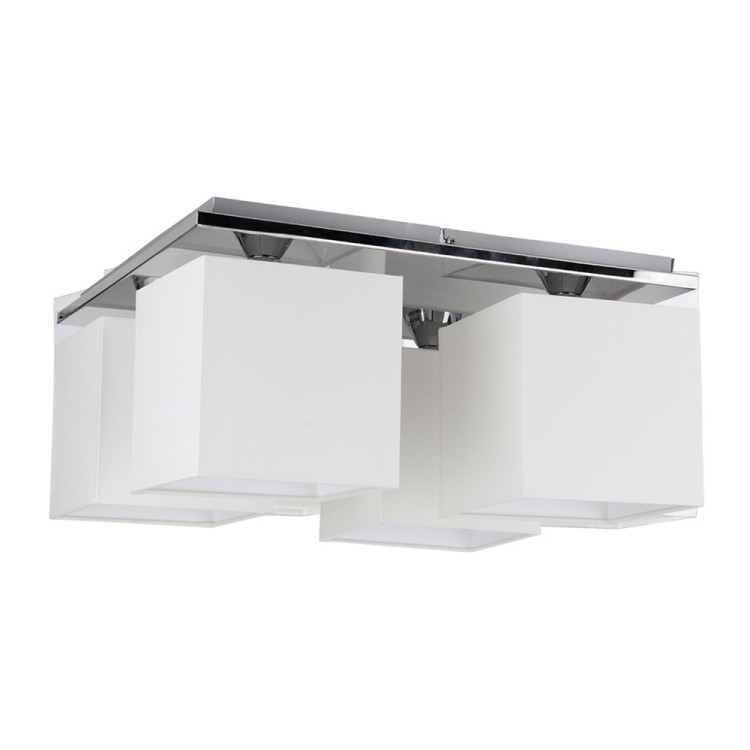 Rivoli Plafonnier 4xE27 Max.25W Métal Chromé/Tissu Blanc Rivoli Plafonnier 4xE27 Max.25W Métal Chromé/Tissu Blanc