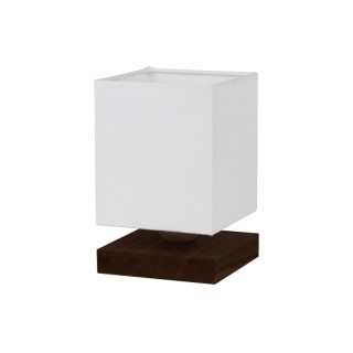 Inger Lampe de Table 1xE27 Max.25W Bois de Hêtre couleur Noyer/Câble PVC Noir/Tissu Blanc