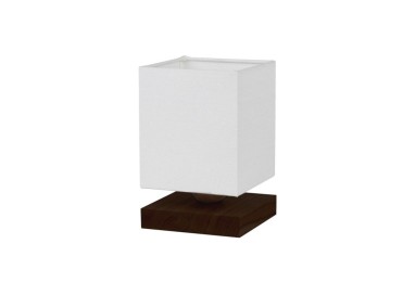 Inger Lampe de Table 1xE27 Max.25W Bois de Hêtre couleur Noyer/Câble PVC Noir/Tissu Blanc