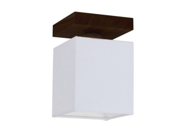 Inger Plafonnier 1xE27 Max.25W Bois de Hêtre couleur Noyer/Tissu Blanc