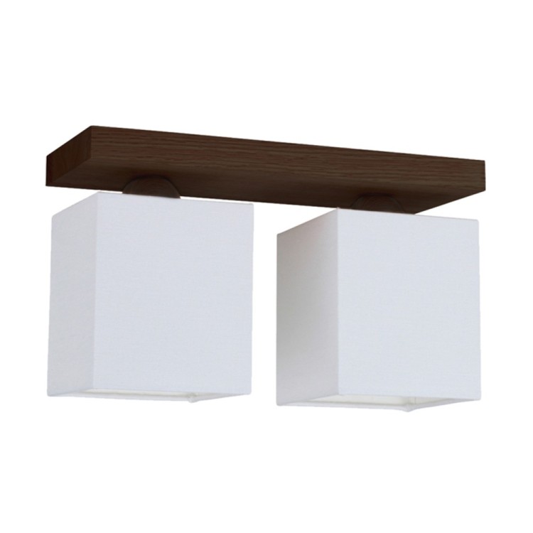 Inger Plafonnier 2xE27 Max.25W Bois de Hêtre couleur Noyer/Tissu Blanc Inger Plafonnier 2xE27 Max.25W Bois de Hêtre couleur Noyer/Tissu Blanc