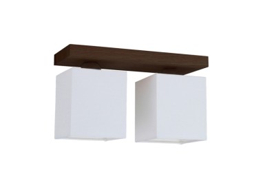 Inger Plafonnier 2xE27 Max.25W Bois de Hêtre couleur Noyer/Tissu Blanc
