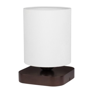 Jenta Lampe de Table 1xE27 Max.25W Bois de Hêtre couleur Noyer/Câble PVC Noir/Tissu Blanc