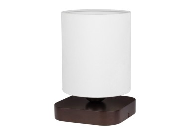 Jenta Lampe de Table 1xE27 Max.25W Bois de Hêtre couleur Noyer/Câble PVC Noir/Tissu Blanc