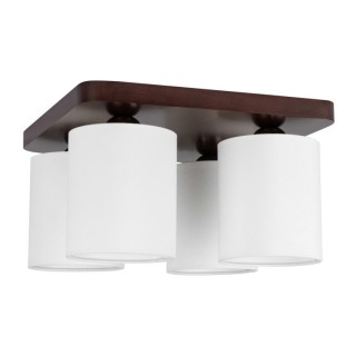 Jenta Plafonnier 4xE27 Max.25W Bois de Hêtre couleur Noyer/Tissu Blanc