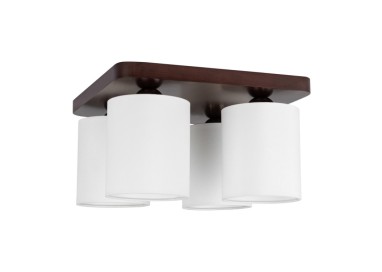 Jenta Plafonnier 4xE27 Max.25W Bois de Hêtre couleur Noyer/Tissu Blanc