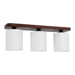 Jenta Plafonnier 3xE27 Max.25W Bois de Hêtre couleur Noyer/Tissu Blanc