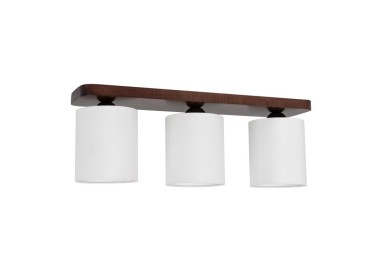 Jenta Plafonnier 3xE27 Max.25W Bois de Hêtre couleur Noyer/Tissu Blanc