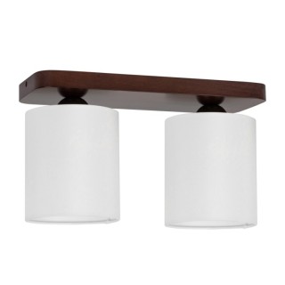 Jenta Plafonnier 2xE27 Max.25W Bois de Hêtre couleur Noyer/Tissu Blanc