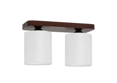 Jenta Plafonnier 2xE27 Max.25W Bois de Hêtre couleur Noyer/Tissu Blanc