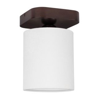 Jenta Plafonnier 1xE27 Max.25W Bois de Hêtre couleur Noyer/Tissu Blanc