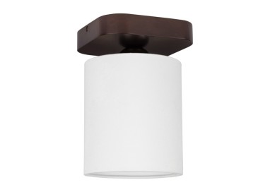 Jenta Plafonnier 1xE27 Max.25W Bois de Hêtre couleur Noyer/Tissu Blanc