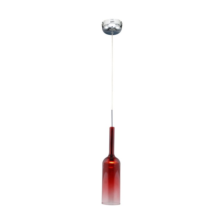 Bottle Suspension Incl.1xLED Max.3W Métal Chromé/Câble PVC Transparent/Verre Rouge Bottle Suspension Incl.1xLED Max.3W Métal Chromé/Câble PVC Transparent/Verre Rouge