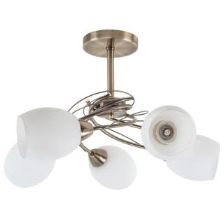 Pisa Plafonnier 5xE27 Max.60W Métal Patiné/Verre Blanc
