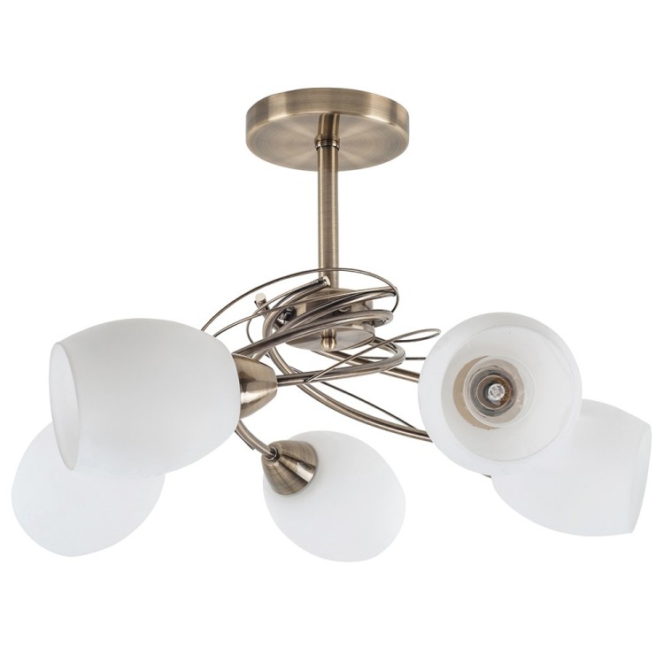 Pisa Plafonnier 5xE27 Max.60W Métal Patiné/Verre Blanc Pisa Plafonnier 5xE27 Max.60W Métal Patiné/Verre Blanc
