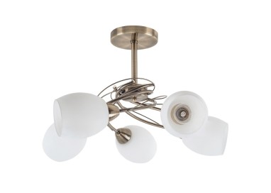 Pisa Plafonnier 5xE27 Max.60W Métal Patiné/Verre Blanc
