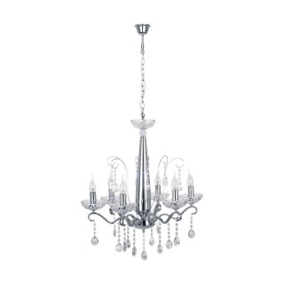 Alessa Lustre 6xE14 40W Métal Chromé/Verre Transparent