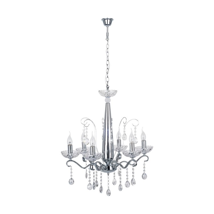 Alessa Lustre 6xE14 40W Métal Chromé/Verre Transparent Alessa Lustre 6xE14 40W Métal Chromé/Verre Transparent