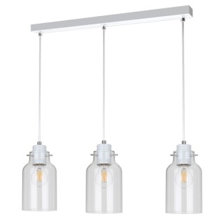 Alessandro Suspension 3xE27 Max.60W Métal Blanc/Verre Transparent