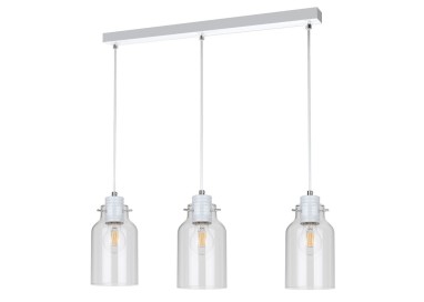 Alessandro Suspension 3xE27 Max.60W Métal Blanc/Verre Transparent