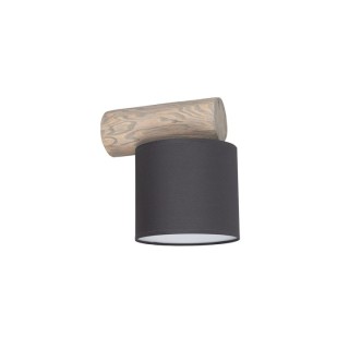 Pino Mix Applique 1xE27 Max.25W Bois de Pin Teinté Gris/Tissu Anthracite
