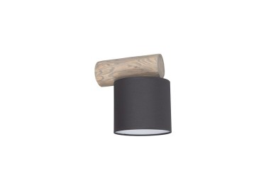 Pino Mix Applique 1xE27 Max.25W Bois de Pin Teinté Gris/Tissu Anthracite