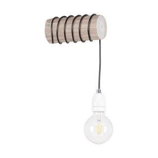 Trabo Porcia Applique 1xE27 Max.25W Bois de Pin Teinté Gris/Câble Anthracite/Pocelaine Blanche