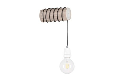 Trabo Porcia Applique 1xE27 Max.25W Bois de Pin Teinté Gris/Câble Anthracite/Pocelaine Blanche