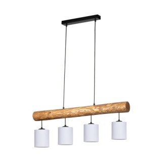 Furesta Suspension 4xE27 Max.25W Bois de Pin Teinté/Métal Noir/Tissu Blanc