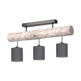 Furesta Plafonnier 3xE27 Max.25W Bois de Pin Teinté Gris/Métal Noir/Tissu Anthracite