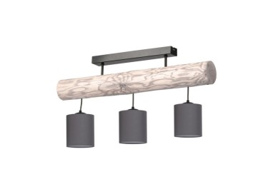 Furesta Plafonnier 3xE27 Max.25W Bois de Pin Teinté Gris/Métal Noir/Tissu Anthracite