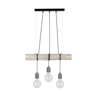 Trabo Concrete Suspension 3xE27 Max.60W Bois de Pin Teinté Gris/Métal Noir/Câble PVC Noir/Béton Gris