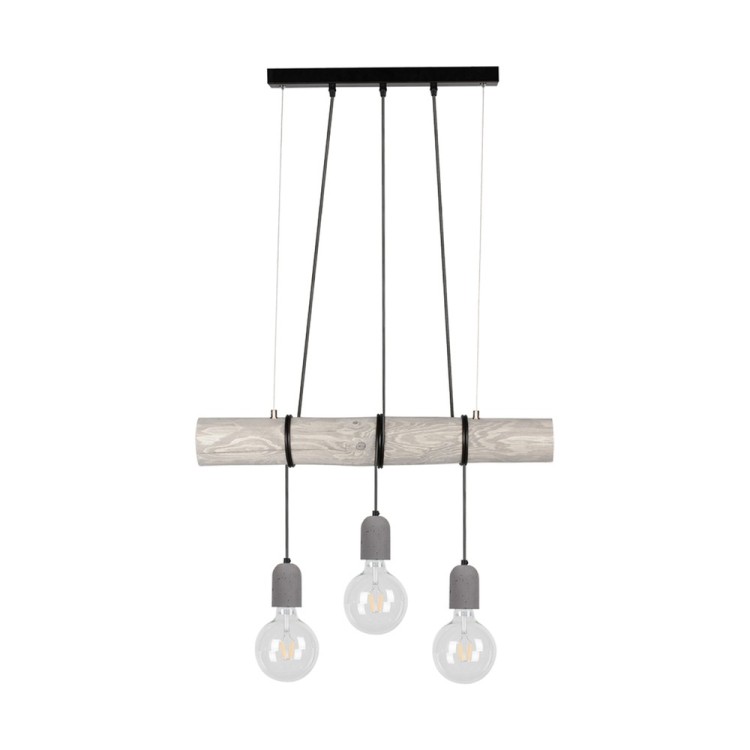 Trabo Concrete Suspension 3xE27 Max.60W Bois de Pin Teinté Gris/Métal Noir/Câble PVC Noir/Béton Gris Trabo Concrete Suspension 3xE27 Max.60W Bois de Pin Teinté Gris/Métal Noir/Câble PVC Noir/Béton Gris