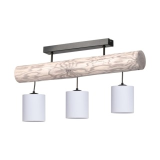 Furesta Plafonnier 3xE27 Max.25W Bois de Pin Teinté Gris/Métal Noir/Tissu Blanc