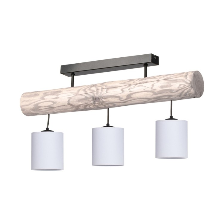 Furesta Plafonnier 3xE27 Max.25W Bois de Pin Teinté Gris/Métal Noir/Tissu Blanc Furesta Plafonnier 3xE27 Max.25W Bois de Pin Teinté Gris/Métal Noir/Tissu Blanc