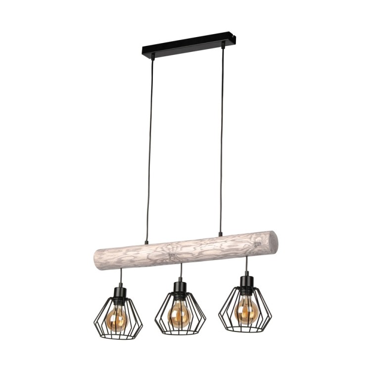 Trabo Komforta Suspension 3xE27 Max.60W Métal Noir/Câble PVC Noir/Bois de Pin Teinté Gris/Panier Noir Trabo Komforta Suspension 3xE27 Max.60W Métal Noir/Câble PVC Noir/Bois de Pin Teinté Gris/Panier Noir