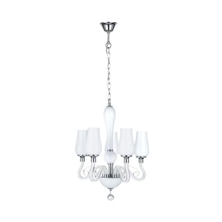 Lutecja Lustre 5xE14 Max.40W Verre Blanc/Métal Chromé