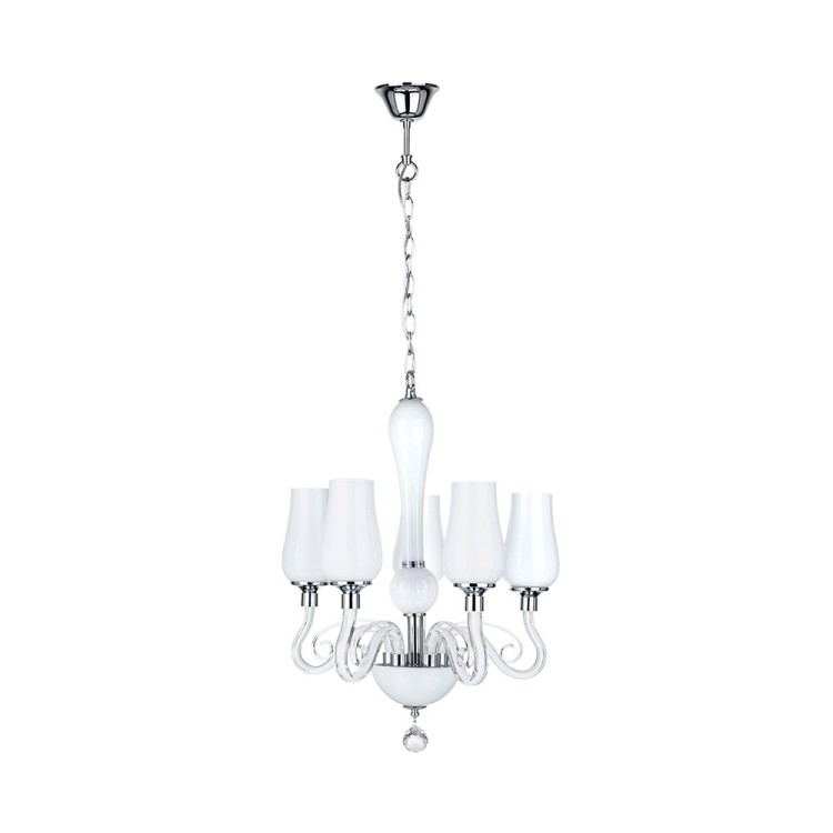 Lutecja Lustre 5xE14 Max.40W Verre Blanc/Métal Chromé Lutecja Lustre 5xE14 Max.40W Verre Blanc/Métal Chromé